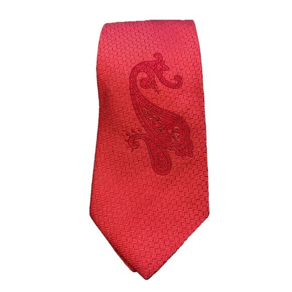 Robert Graham Men’s Red Silk Tie 3.5” Paisley Embroidered Print Pattern USA - Picture 1 of 8